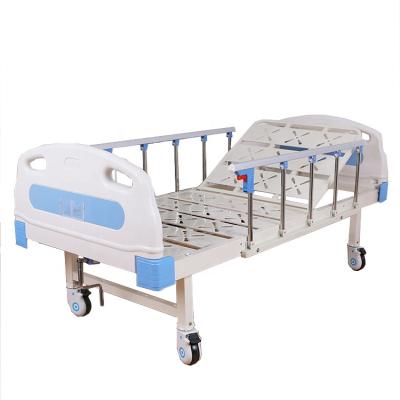 China Hospital Clinic Single Crank Manual Adjustable Hospital Bed Home Medical Care Bed with gurad rails for sale