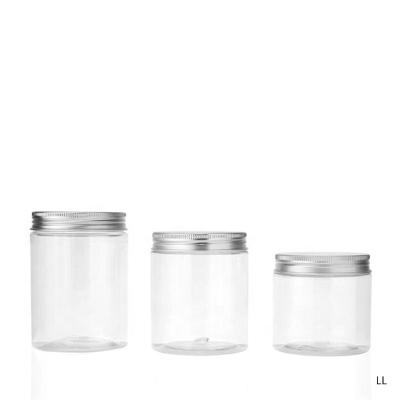 China 2oz 8oz 250ml Eco-friendly Transparent PET Cosmetic Jars With Lids 400ml 500ml Food Grade Plastic Container for sale