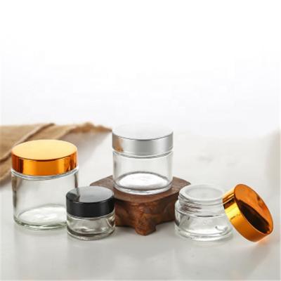 China Bulk Cosmetic Glass Jar 100 Cream Jar Gold Lid 200ml Cosmetic Packaging for sale