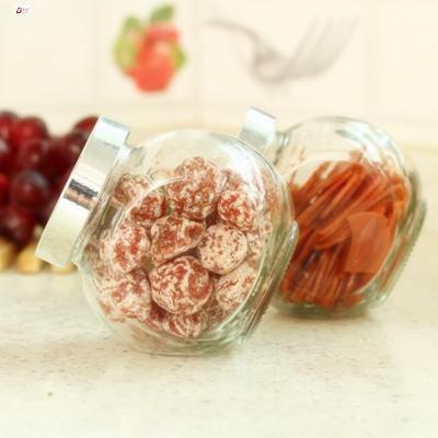 China Small Round Wedding Viable Display Shop Clear Glass Sweet Candy Jar With Rope Lid 16oz for sale