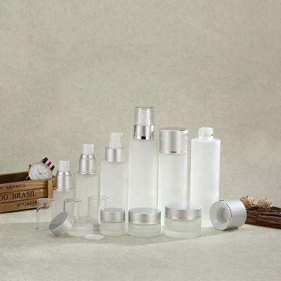 China Personal Care Wholesale 10g Cream Jar Set Mini Lotion 60ml Pump Spray Glass Bottles for sale