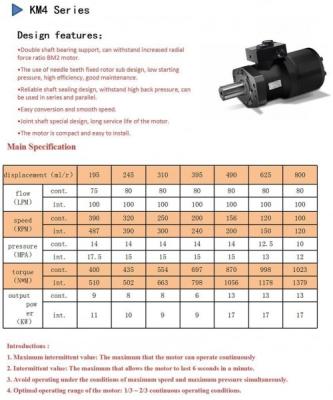 China KM4 Dynamic Hydraulic Brake Motors Orbital Pump For Automatic Product for sale