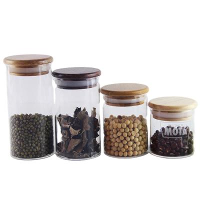 China Freshness Preservation Borosilicate Glass Storage Jar With Bamboo Lid For Tube Shaped Kitchen Canister Sets Storage Glass Jar for sale