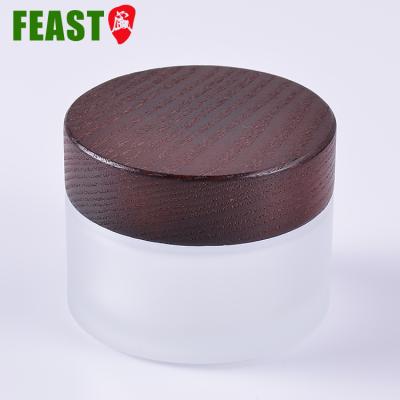 China Skin Care Creams Empty Cosmetic Jars Seal Bamboo Lid 150Ml Frosted Cosmetic Cream Jar for sale