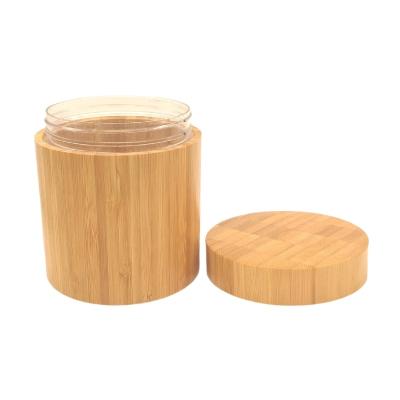 China Cosmetic Eco-Friendly Natural Bamboo Jar With Lid 16oz Bamboo Cosmetic Jar Lids Cosmetic Packaging for sale