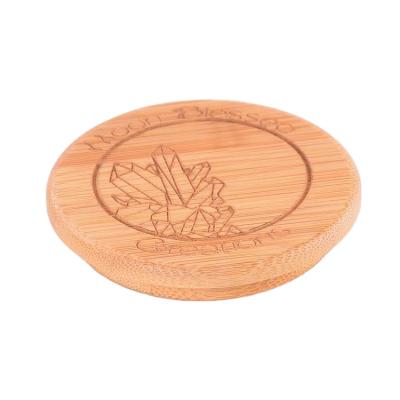 China Eco-friendly Bamboo Square Glass Jar Lid Jar Candle Square Bamboo Lid Storage for sale