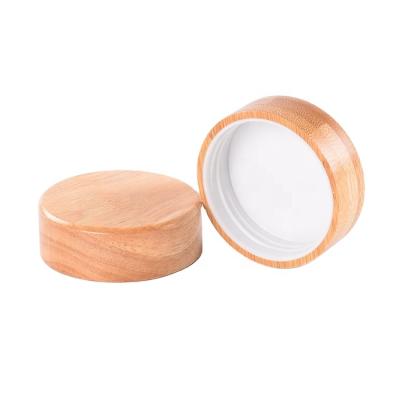 China Eco-friendly custom plastic glass jars cosmetic cream lid bamboo screw cap bamboo lid for sale