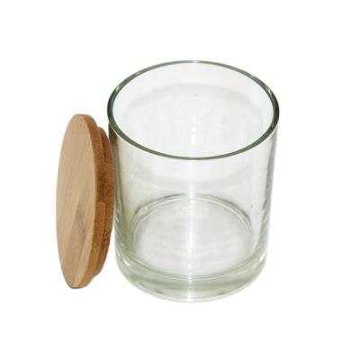 China Wholesale High Quality Viable 350ml Clear Glass Candle Jar With Lid Luxury Empty Candle Jars for sale