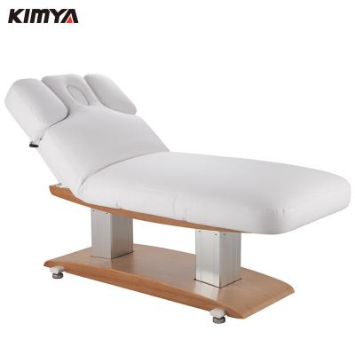 China Modern wooden beauty body massage table electric facial bed with cabinet storage for sale