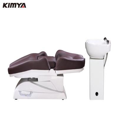 China Eco-friendly luxury modern beauty salon fix electric shampoochairs hair wash chair massage shampoo bed for sale