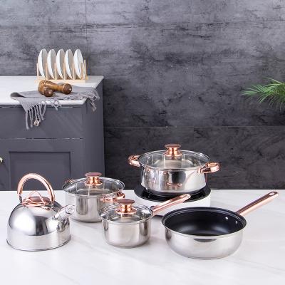 China Happycooking good quality sustainable borosilicate cookware sets granite non stick cookware marble coating set for sale