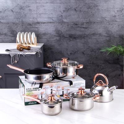 China Sustainable pots and pans set factort enamel cookware set nonstick granite cookware sets granite aluminum for sale