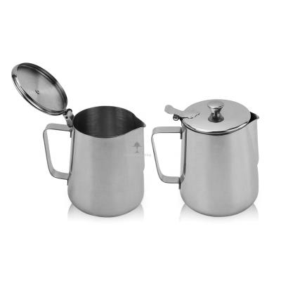 China Good Quality Stainless Steel Milk Pitcher Viable Wholesale Coffee Jug With Lid for sale