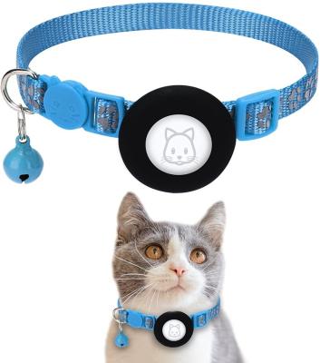 China Wholesale Dog Air Lights 2023 Adjustable Cat Tag Collar Nylon Reflective Cat Collar Holder With Air Tag for sale