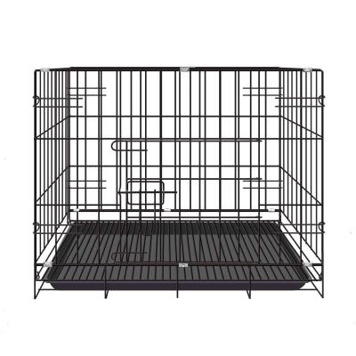 China Stocked ready to ship dog crates small metal folding cage with removable tray and paw protector for dogs cats and rabbit for sale