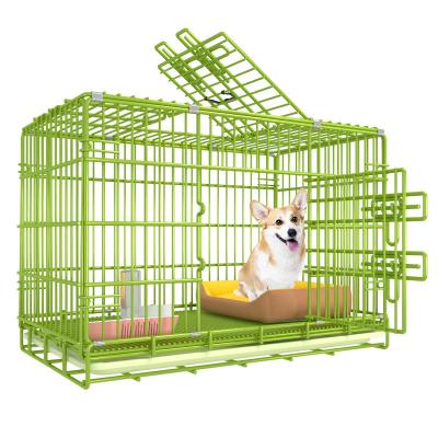 China Stocked Dog Crate Cage For Large Dogs Heavy Duty Dog Kennel Pet Playpen For Training Indoor Outdoor With Plastic Tray Double Doors And Slot for sale