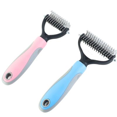 China Professional Pet Hair Removal Brush 2 Cat Brush Puppy Grooming Hair Stocked Side Removal For Cats Dogs Or Other Shedding Pets for sale