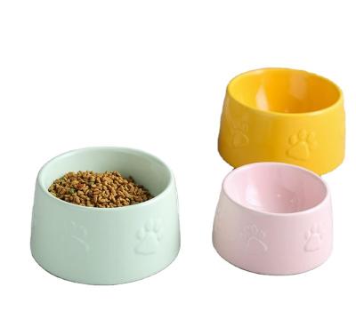 China Automatic Ceramic Pet Feeder Bowl with Shiny Leaf Surface Feeding Bowl for Pets Dog and Cat Bowls Manually for sale