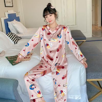 China Sale Factory Price QUICK DRY Hot Spring and Autumn Ladies Silk Loose Pajamas for sale