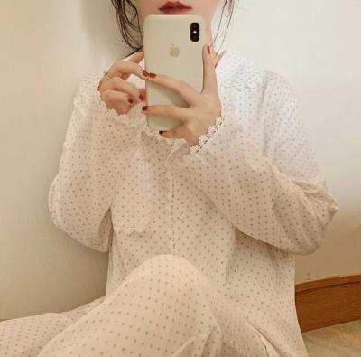 China High quality designer wave dot print ladies pajamas high quality QUICK DRY China manufacturer and autumn long sleeve home wear for sale