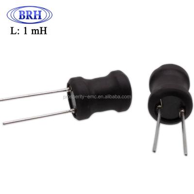 China Black radial ferrite core+Wire+Sn+Tube DR9x12 10% lead shielded radial drum core inductor 1.0mh for pcb board for sale