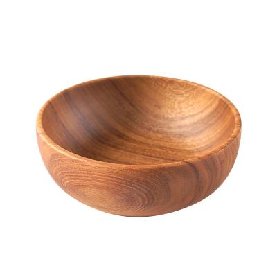 China Sustainable Round Cereal Pasta Soup Bowls Wooden Food Container Salad Bowl Salad Bowl for sale