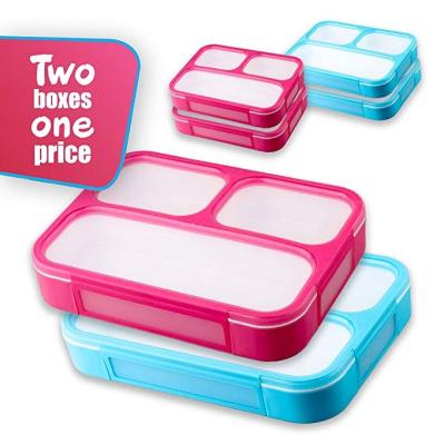 China 34 Ounce Microwavable 3 and 4 Compartment Bento Lunch Box for Kids BPA Free Plastic Leakproof Bento Lunch Box for sale