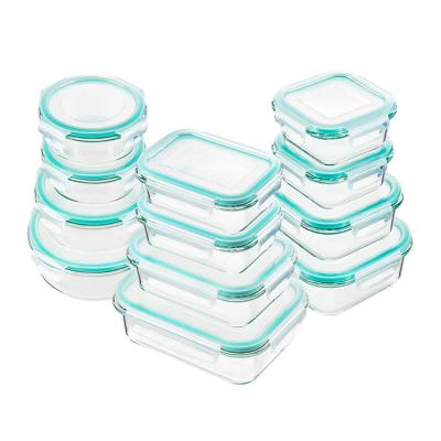 China Microwavable Glass Bento Boxes Glass Containers Airtight Freshness Preservation 12pack Meal Prep Microwavable Food Safe With Lids for sale