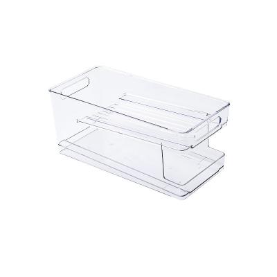 China Viable Boxed Food Pantry Storage Rack Drink Holder Storage Box Fridge Organizer Bins with Handles for Fridge for sale