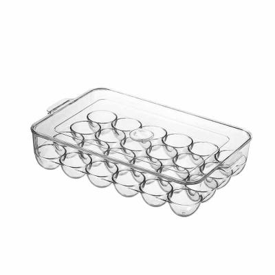 China Viable Free Fridge Organizer Plastic Kitchen Egg Trays Fridge Storage Container BPA Free Fridge Egg Holder with Lid and Handles for sale