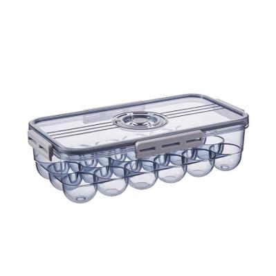 China Heatable Transparent Single Layer With Lid Stackable Egg Tray Carrier Plastic Refrigerator Storage Container With Lid And Time Marker for sale