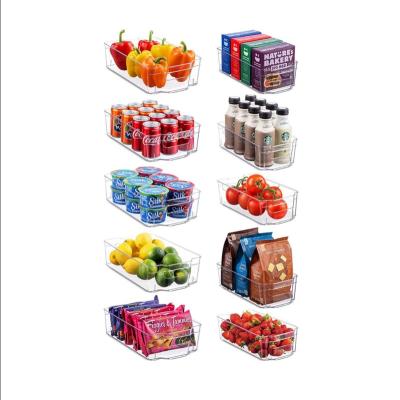 China Heatable Set of 10 Fridge Organizer Bins Stackable Fridge Organizer for Freezer Pantry Storage Clear Plastic Rack for sale