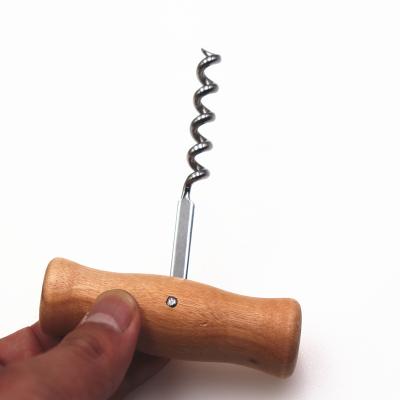 China Viable Small Wine Cork Screw Opener Manual Wine Bottle Opener Corkscrew With Wooden Handl for sale