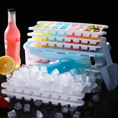 China Viable Plastic Ice Mold Makers Ice Cube Storage Container Set And Unique Creative Ice Cube Maker Tray With Airtight Locking Lid for sale