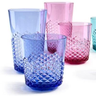 China Viable 8-Pack BPA Free 24 Ounce / 14 Ounce Diamond Shaped Plastic Cups for sale