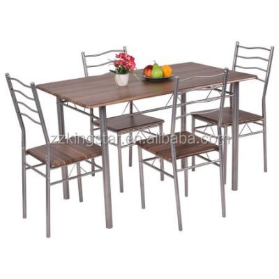 China Simple Modern Kitchen Furniture Dining Metal Set Wood Table And 4 Chairs for sale