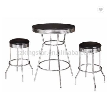 China Contemporary 3 piece retro dining set with round table and 2 stools for sale