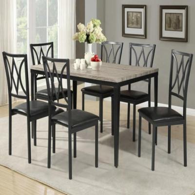 China Dining Furniture Dining Room Furniture Dining Set 7 Piece Dining Table Marble Grain MDF Tops Factory Cheap for sale