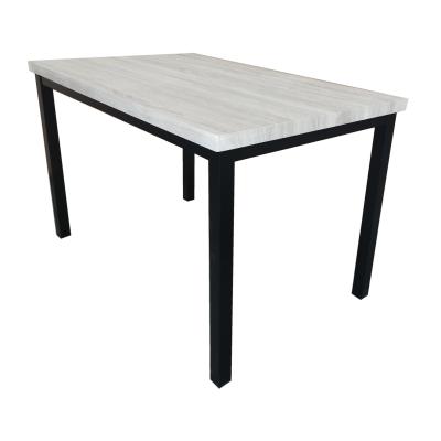 China Simple Cheap And Stable MDF Table Top Metal Dining Table Set for sale