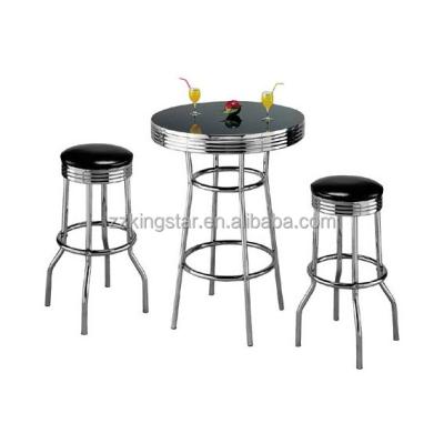 China Contemporary Chrome Home Kitchen Bar Furniture Round Bar Table And Bar Stools Set for sale