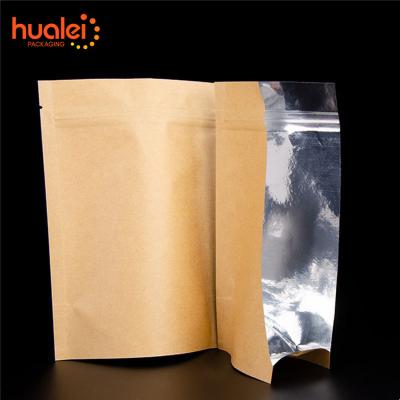 China Recyclable Custom Ziplock Snack Bag Red Date Mung Bean Kraft Paper Bag Stand Up Pouch With Window for sale