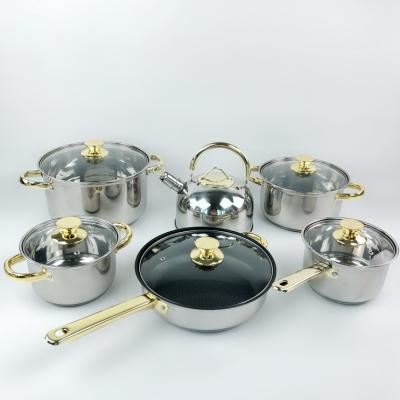 China Best viable saddle of different type cookware set 12 pieces stainless steel cookware pot cooking sets 9PCS cookware set for sale