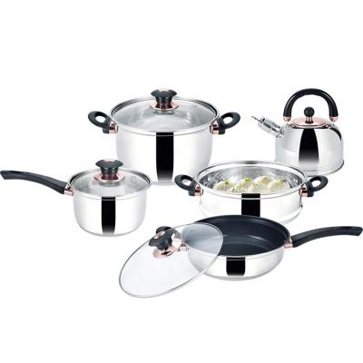 China Sustainable Top Grade Stainless Steel Cookware 9pcs Pot Kitchen Cookware Set for sale