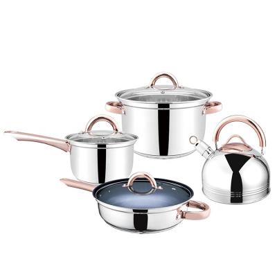 China Sustainable low price 8pcs stainless steel cookware pot with handle cookware set for sale