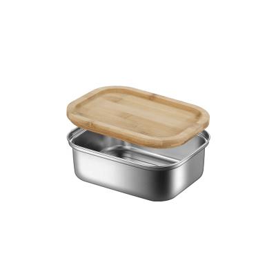 China Sustainable Hot Sale Stainless Steel Lunch Box Food Storage Container Bento Wooden Thermal Bamboo Lunch Box for sale