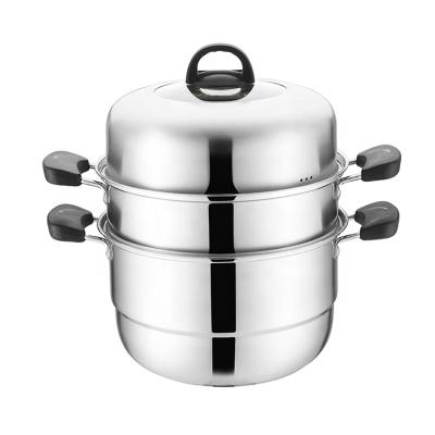 China Wholesales Stainless Steel Double Layer Viable Chinese Single Layer Multifunctional Steamer Pot With Glass Lid for sale