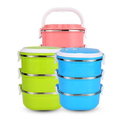 China Sustainable Multi Colored Layer Food Container Stainless Steel Lunch Box With Lid for sale