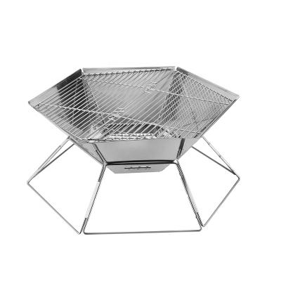 China Easily Assembled Camper Raising Parrilla Foldable BBQ Set Stainless Steel Charcoal Barbacoa Grill for sale