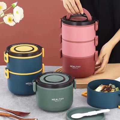 China Freshness Preservation 1 Layer 2 Layers 3 Layer Round Cheaper Price Plastic Bento Box Lunch Food Storage Container for sale