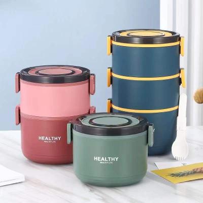 China Freshness Keeping Round Stainless Steel Lunch Bento Box 1 Layer 2 Layers 3 Layers Food Container With Handle for sale